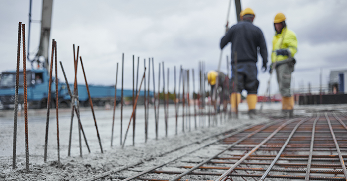 Construction site with steel rods