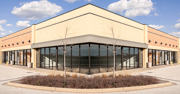 Bank with glass entrance