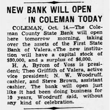 Charter Granted to Coleman Bank